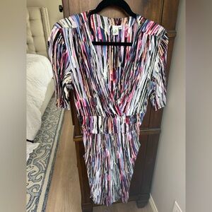 Nell Couture Vibrant Brushstroke Midi Dress